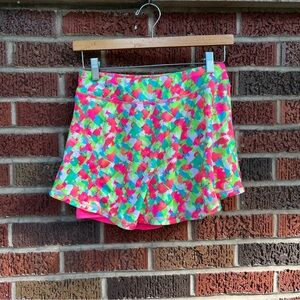 Exertek Pink and Bright Green Speckled Athletic Skirt